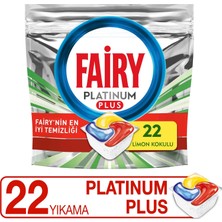 Fairy Platinum Plus 22 Yıkama Limon Kokulu Bulaşık Makinesi Deterjanı Tablet