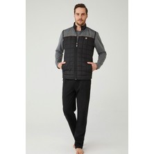 Mod Collection Erkek Antrasit Melanj Yelekli Pijama Takım Rahat Kullanım ve Şık Tasarım