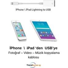 Zore İPhone / İPad Uyumlu Lightning USB Otg Adaptör Dönüştürücü - Müzik Resim Video Dosya kopyalama Aktarım kablosu_Trendauraa