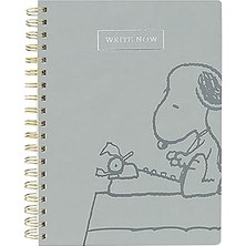 Uravas Store Graphique Vegan Deri Spiral Günlük, Snoopy Tipi – 20,32 cm x 25,4 Cm, 192 Çizgili Sayfa, "şimd