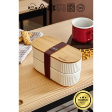 Renas Store Bambu Kapaklı Lunch Box Kahvaltılık Saklama Kabı Large Bölmeli