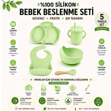 Jojobebek Tavşan Figürlü Silikon Beslenme Seti / Yeşil