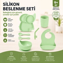 Jojobebek Fil Figürlü Vakumlu Silikon Beslenme Seti / Yeşil