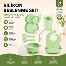 Jojobebek Fil Figürlü Vakumlu Silikon Beslenme Seti / Yeşil