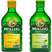 Möller's Omega-3 Limon Aromalı Şurup 250 ml + Möller's Omega-3 Elma Aromalı Şurup 250 ml