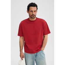 Grimelange Dunno Erkek %100 Organik Pamuk Yuvarlak Yakalı Regular Fit Kırmızı T-Shirt
