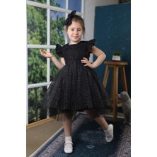 Konfixkids Kız Çocuk Simli Abiye Elbise 1-9 Yaş Siyah