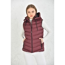 WAPP Unisex Bordo Jel Dolgu Kapüşonlu Şişme Yelek Kadınlar İçin Şık ve Konforlu Tasarım