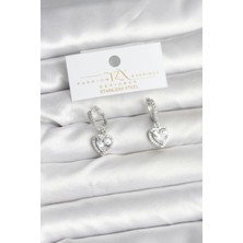 Renas Store Pirinç Gümüş Renk Zirkon Taşlı Model Kadın Küpe
