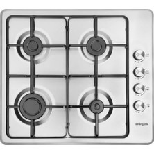 Eminçelik Ec-Ah 3140 X60 Ng Inox 4 Gözlü Gazlı Ocak Düğmeden Ateşleme Paslanmaz Çelik