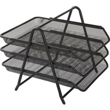 Kraf 3 Katlı Metal Evrak Rafı Siyah 460G Renkli Düzenleyici Estetik Tasarım