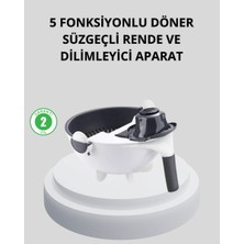 Renas Store 5 Fonksiyonlu Döner Rende Süzgeçli Çok Amaçlı Sebze Doğrayıcı Kaymaz Tabanlı