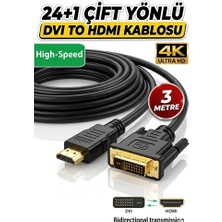 Derwell 3 Metre 3mt Dvı To HDMI Iki Yönlü Dönüştürücü Çift Yönlü Adaptör Kablosu 4 K 60 Hz 1080 P 3mt Pc Dizüstü Ps5 Xbox Tv Bilgisayar Monitör Görüntü Kablosu