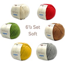 Sensy Premium 6 Adet 50GR Baby Soft Cotton Orijeans Amigurumi ve Punch Ipi Soft
