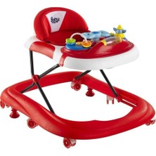 BabyHope 213 Star Bebek Yürüteç Kırmızı-Beyaz Silikon Malzeme ile Tekerlekli ve Müzikli