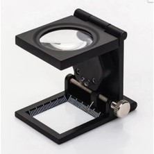 Renas Store 28X28 mm Katlanır Sayaçlı Metal Lüp, 2 LED Işıklı Büyüteç Tekstil TH9005A