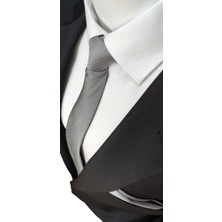 Elegante Cravatte Gümüş Gri Armürlü Oxford Desen Kravat Mikro Dokuma Kumaş ile Şık Tasarım