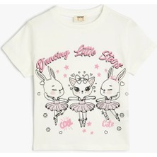 Koton Ekru Kız Çocuk T-Shirt 4SKG10123AK