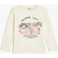 Koton 5WMG10066AK Kız Bebek Sweat Bej Renkli Desenli ve Rahat 9 - 12 Ay İçin