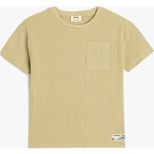 Koton Oversize Basic Tişört Kısa Kollu Bisiklet Yaka Dokulu Cep Detaylı Pamuklu