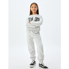 Koton Basic Jogger Eşofman Altı Beli Lastikli Kız Çocuk İçin Gri Konforlu Tasarım