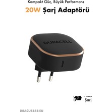 Duracell 20W USB-C PD Seyahat Şarj Adaptörü – iPhone Android Uyumlu Hızlı Şarj Cihazı Siyah