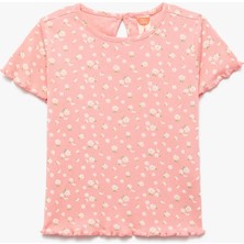 Koton Kız Çocuk Pamuklu Kısa Kollu Bisiklet Yaka Tişört Günlük Stil Pembe 24 - 36 Ay