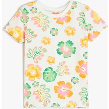 Koton Kız Bebek T-Shirt Kısa Kol Günlük Bej Renkli Grafik Desenli 9 - 12 Ay