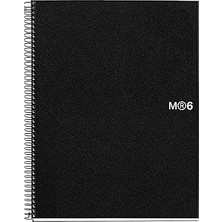 Uravas Store Miquelrius 8.5 X11 Kablolu Defter, 6-Konu, Kolej Kareli, Siyah