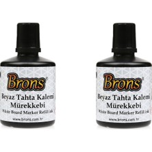 Brons 100 cc Siyah Beyaz Tahta Kalemi Mürekkebi BR-353 2'li Paket Sızdırmaz Kapaklı Ekonomik Sarf Malzemeler
