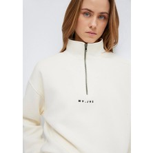 Mavi Mvjns Nakışlı Yarı Fermuarlı Ekru Sweatshirt 1S10533-89145