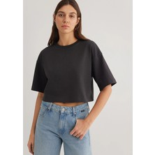 Mavi Antrasit Crop Basic Tişört 1612377-70087