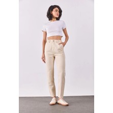 Norah Off White Beli Lastikli Jean Pantolon(Tencel)(Tm)-Off White