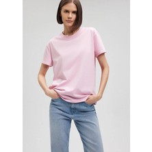 Mavi Bisklet Yaka Pembe Basic Tişört 1600955-71117