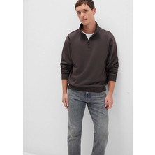 Mavi Yarı Fermuarlı Kahverengi Basic Sweatshirt 0S10278-70219