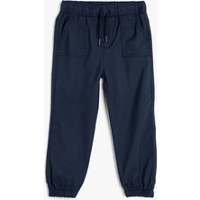 Koton Jogger Pantolon Beli Bağlamalı Cepli Erkek Çocuk Günlük Rahat Kalıp Polyester Karışımlı