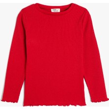 Koton T-Shirt Uzun Kollu Bisiklet Yaka Ribanalı Pamuklu