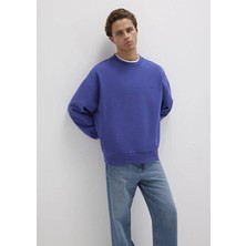 Mavi Silikon Logo Baskılı Mor Bisiklet Yaka Sweatshirt 0S10415-70695