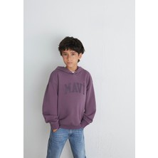 Mavi Mor Logo Baskılı Sweatshirt Uzun Kol Erkek Çocuk İçin Orta Kalınlıkta Rahat Kesim 6S10143-70656