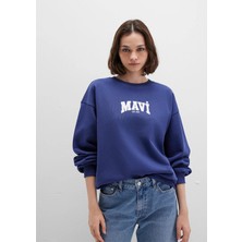 Mavi Mavi Logo Baskılı Lacivert Sweatshirt 1S10372-70498