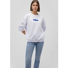 Mavi Miav Baskılı Beyaz Sweatshirt 0610925-620