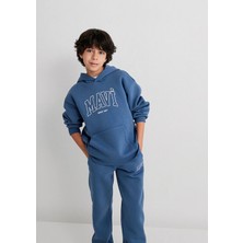 Mavi Logo Baskılı Kapüşonlu Sweatshirt 4 - 5 Yaş Erkek Çocuk Mavi Renk Truvakar Kol 6S10052-70871