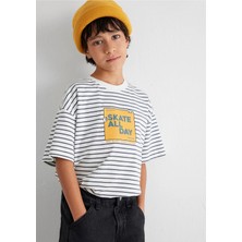 Mavi Skate All Day Baskılı Ekru Tişört 6610263-89187