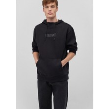 Mavi Erkek Mavi Baskılı Kapüşonlu Siyah Sweatshirt 0610960-900