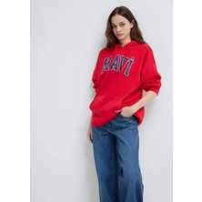 Mavi Mavi Logo Baskılı Kapüşonlu Kırmızı Sweatshirt 1600361-82054