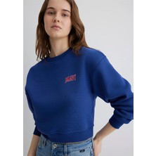 Mavi Logo Baskılı Lacivert Crop Sweatshirt 1611601-70722