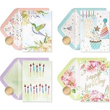 Uravas Store Papyrus Kutulu Doğum Günü Kartı Çeşitleri, Çiçekli ve Mumlar (4 Sayımlı)