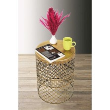 Venon Aydınlatma Metal Modern Sehpa (350X480) Siyah Sarı Patine Derinlik 35 cm Yükseklik 48 cm