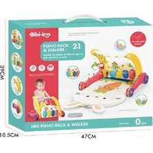 Uravas Store Mey Ithalat® BIB6016- Piyanolu Bebek Yürüteci ve Tavşan Desenli Kırmızı Oyun Halısı  2 In 1