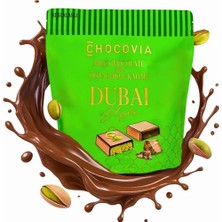 Chocovia Dubai Çikolatası 450 G - Bol Fıstıklı Çıtır Kadayıf Dolgulu - Kilitli Paket Atıştırmalık Çikolata